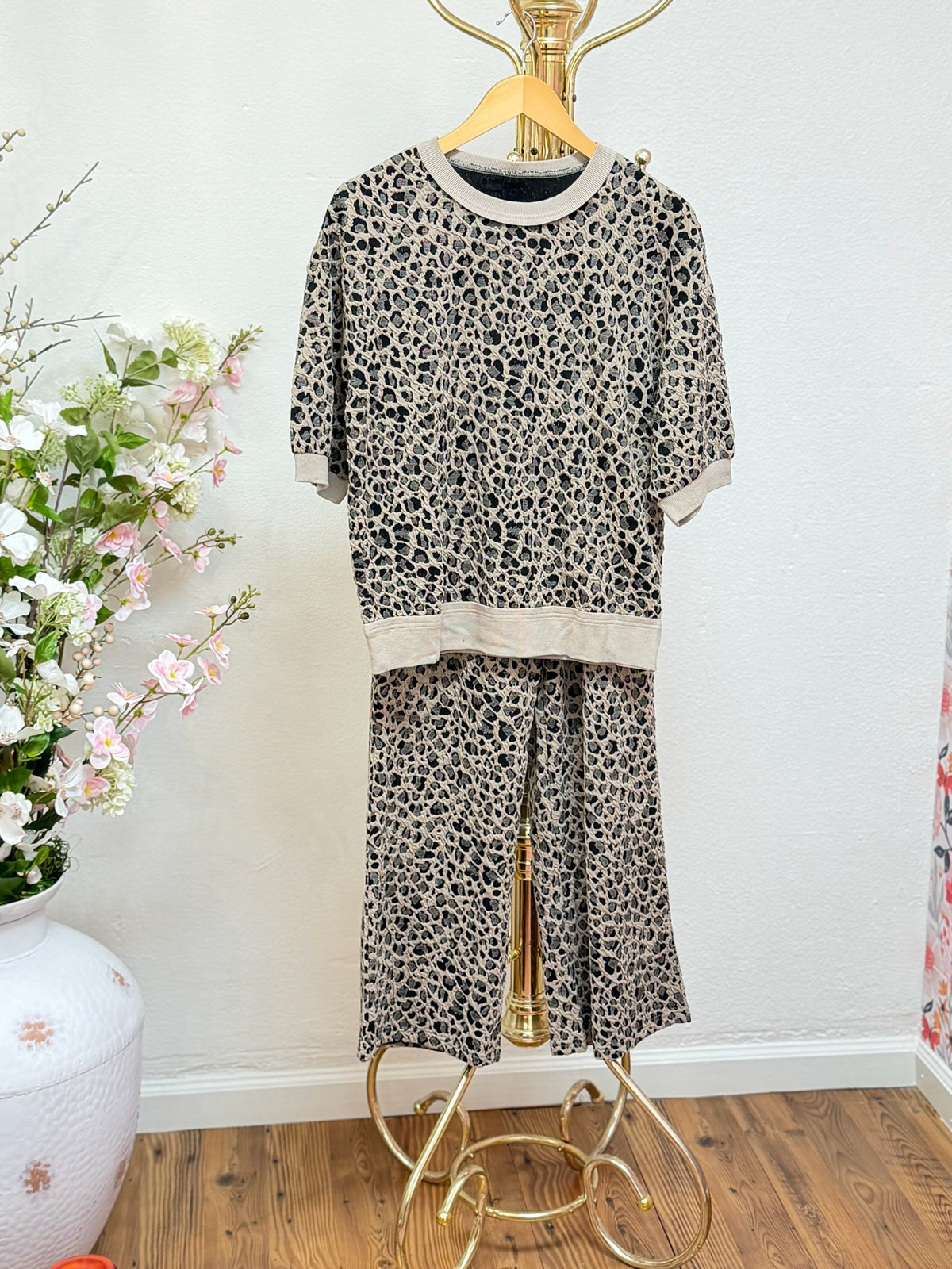 Leopard Wide Leg Pants Set