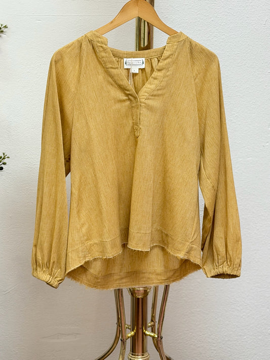 Woven Gauze V Neck Blouse