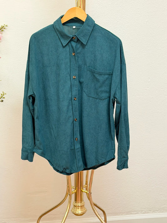Casual Corduroy Button-Down Shirt