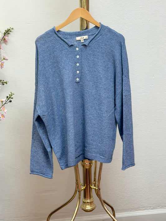 Rolled Henley Pullover