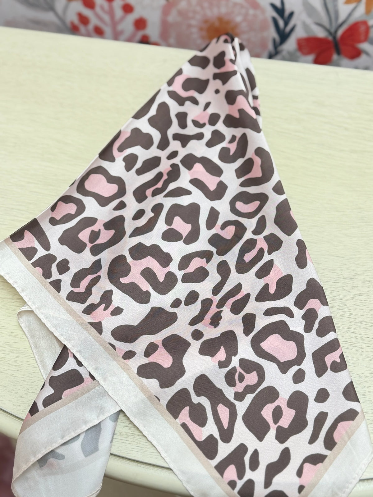 Pink Leopard Silky Scarf