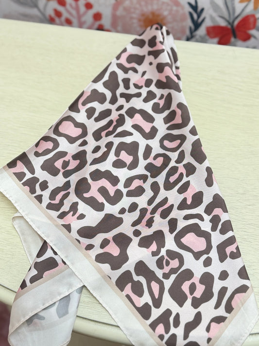 Pink Leopard Silky Scarf
