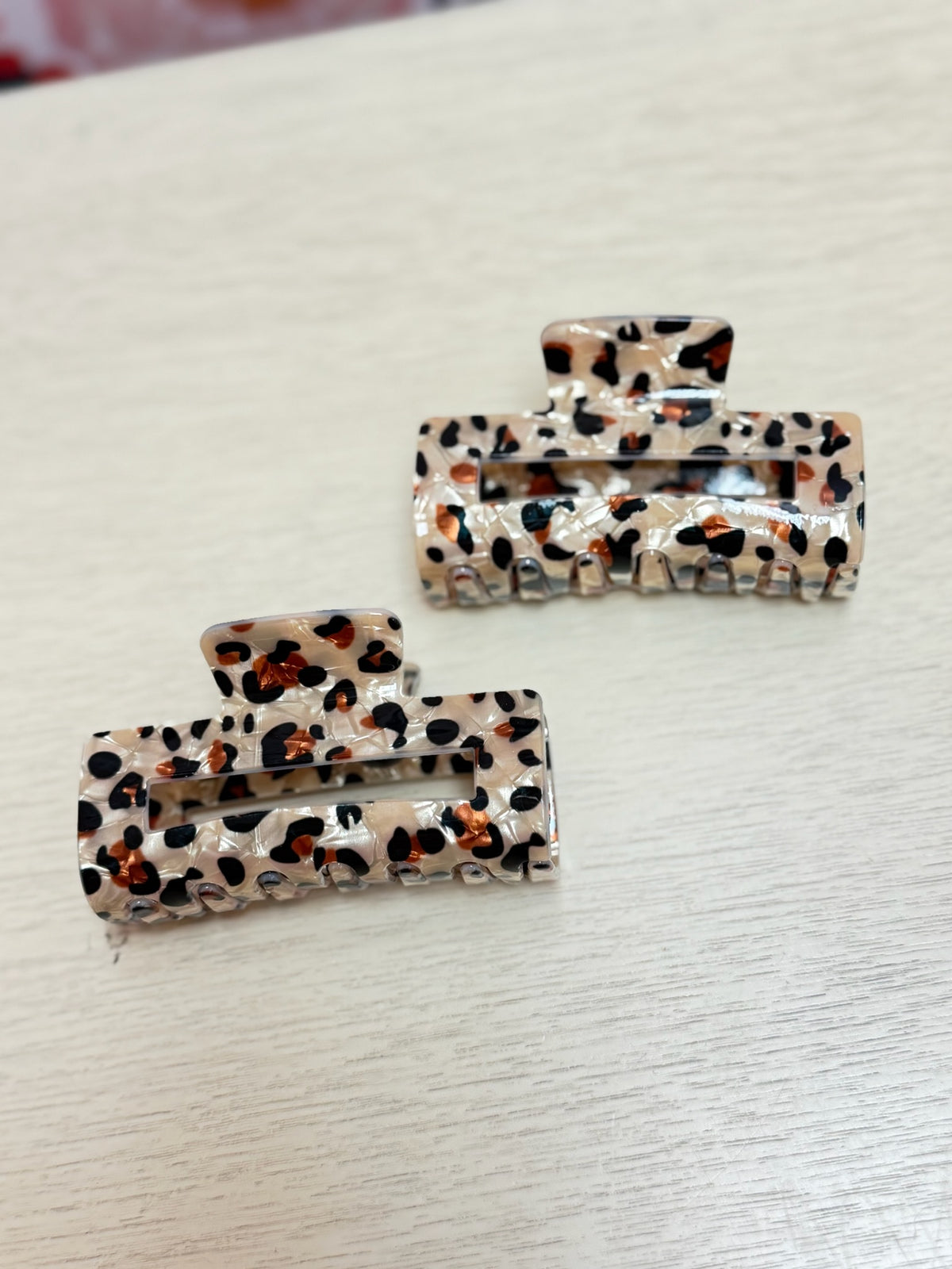 Rectangle Leopard Claw Clip