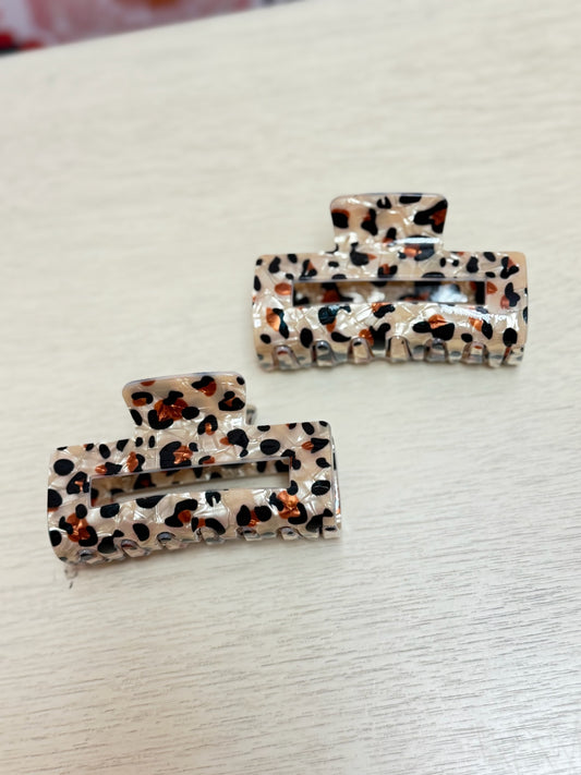 Rectangle Leopard Claw Clip