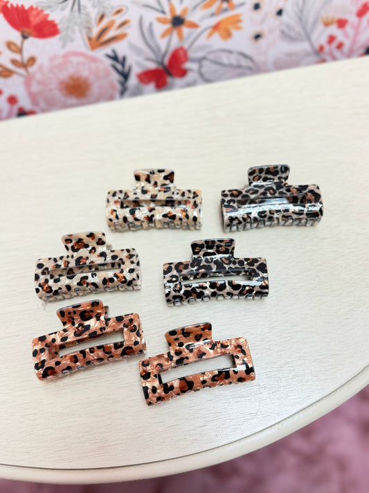 Rectangle Leopard Claw Clip