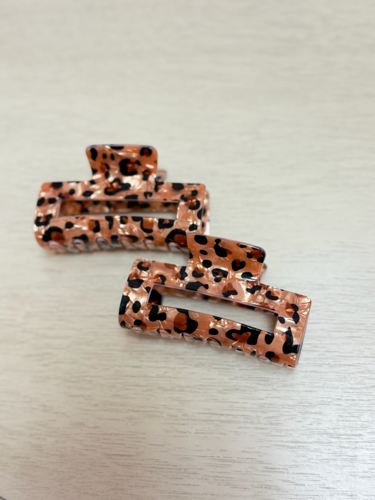 Rectangle Leopard Claw Clip