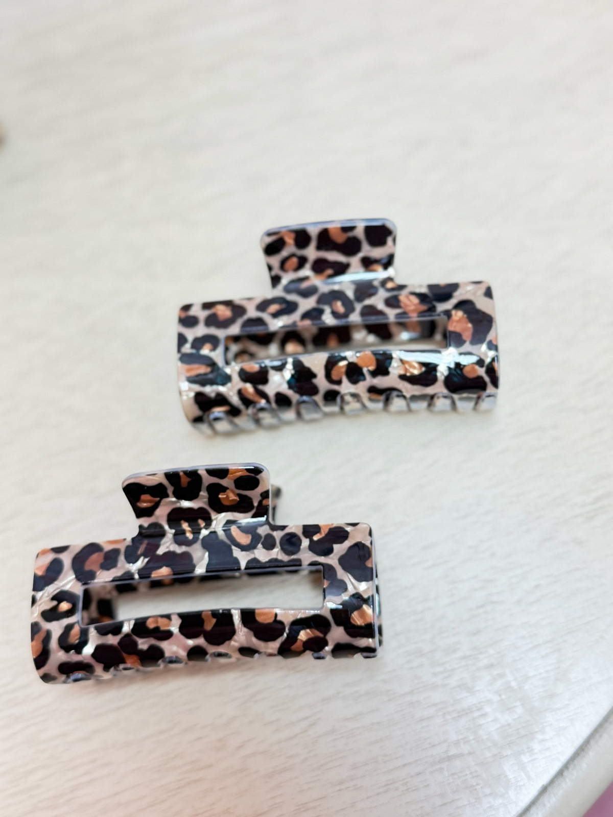 Rectangle Leopard Claw Clip