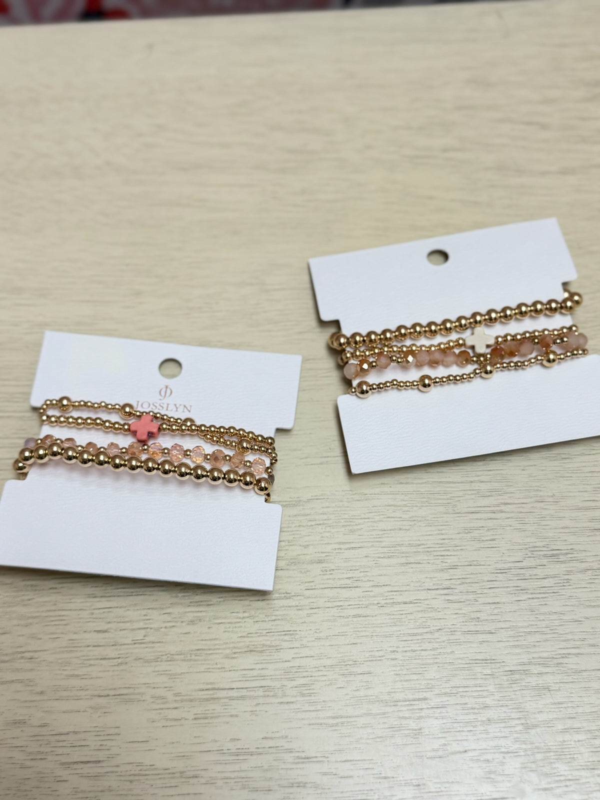 Cross Beaded Stretch Bracelet