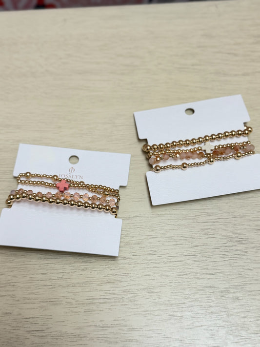 Cross Beaded Stretch Bracelet