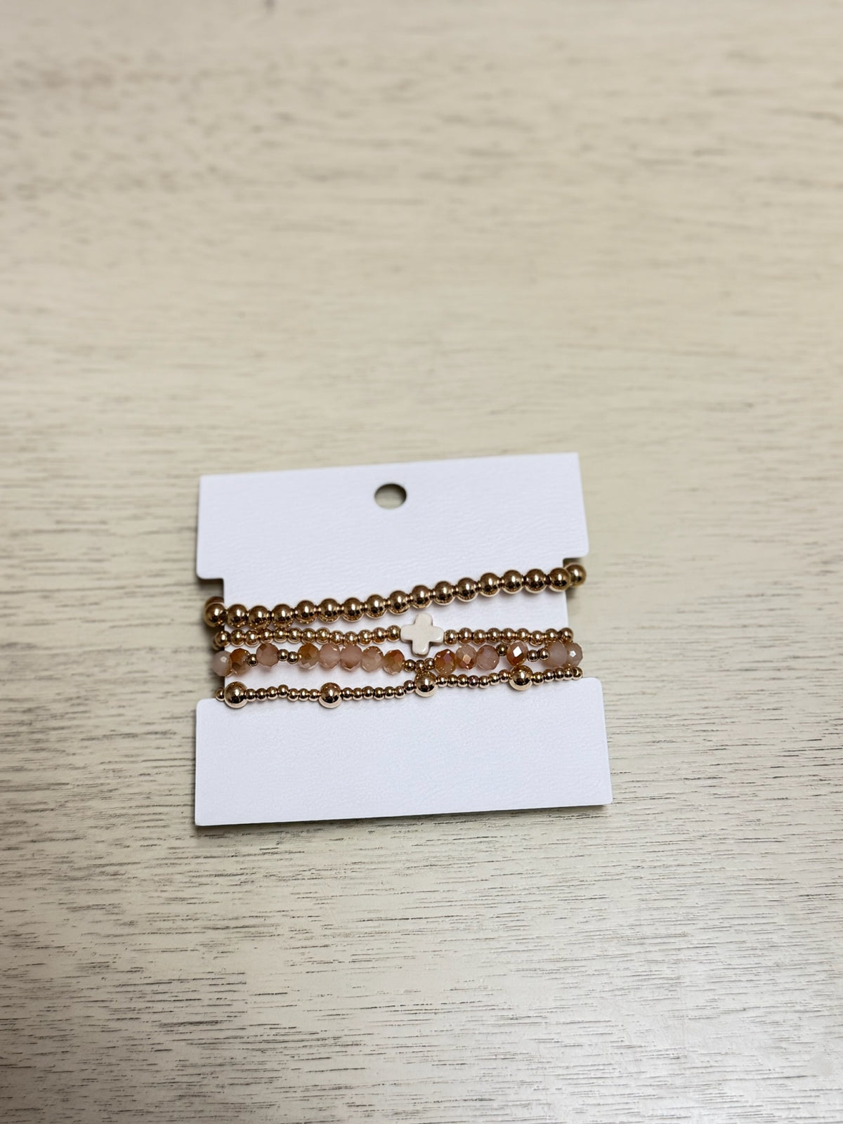 Cross Beaded Stretch Bracelet