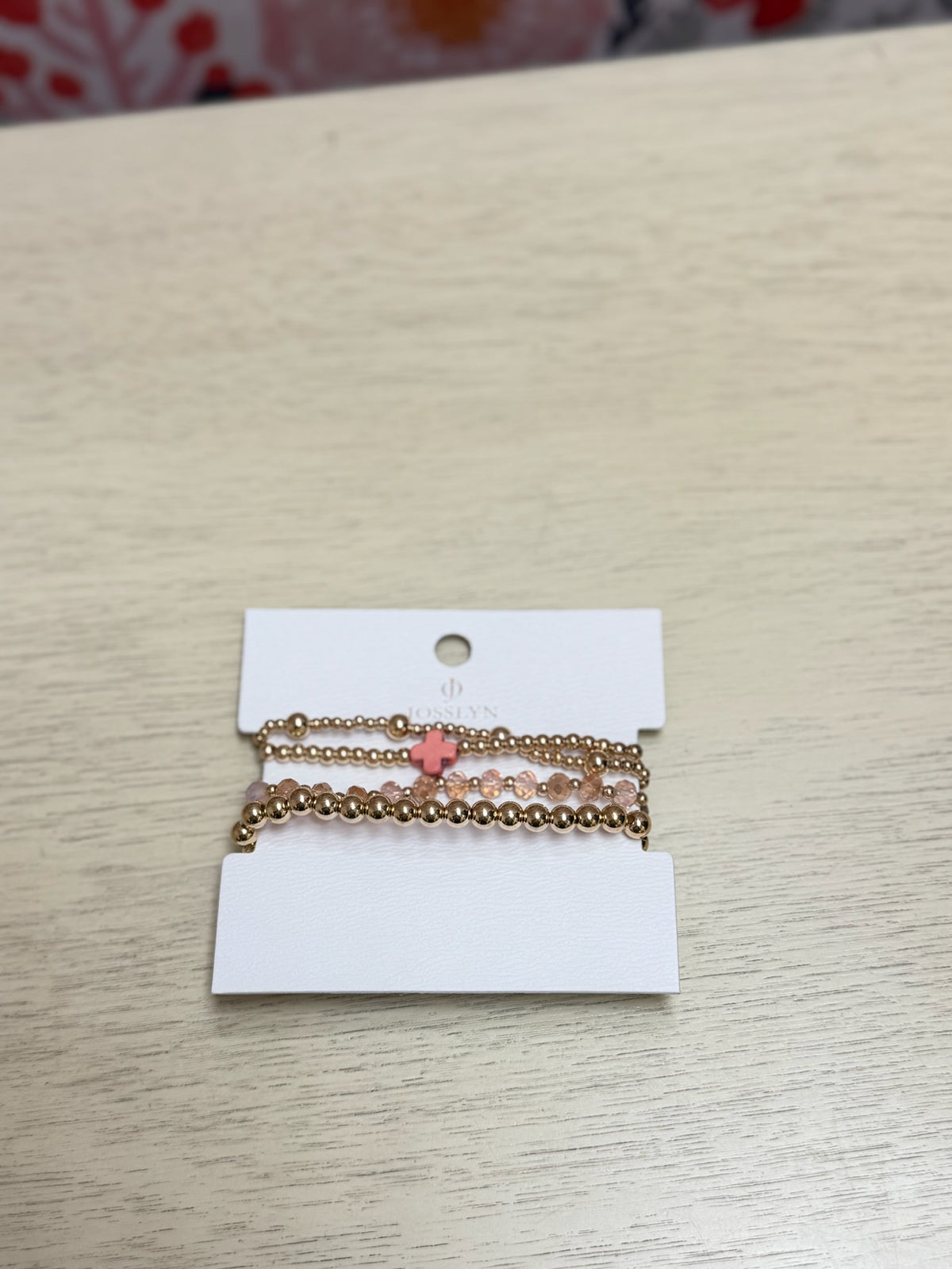 Cross Beaded Stretch Bracelet