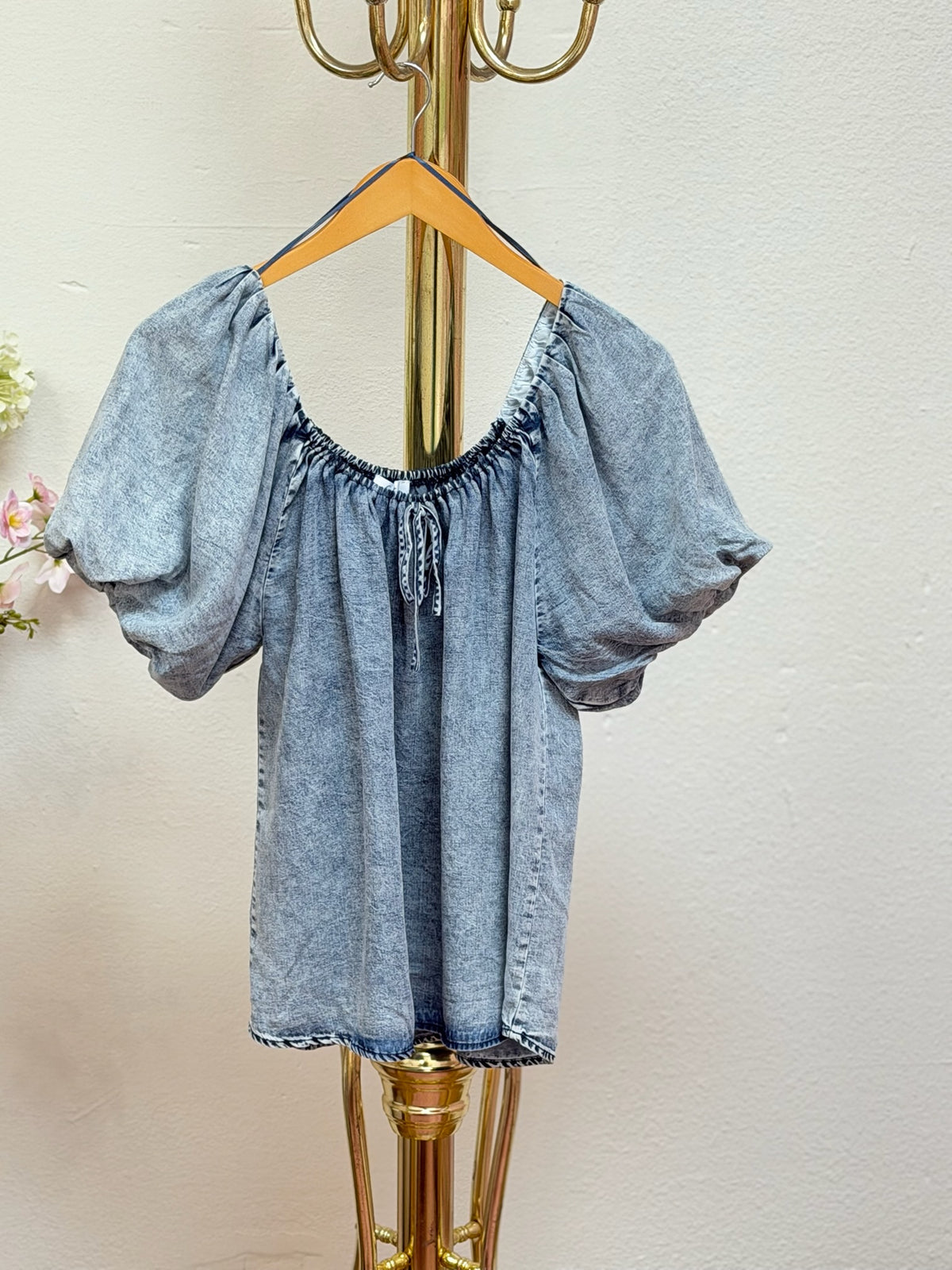 Balloon Sleeve Tencel Blouse