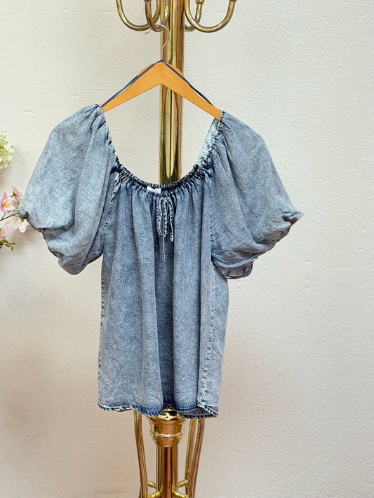 Balloon Sleeve Tencel Blouse