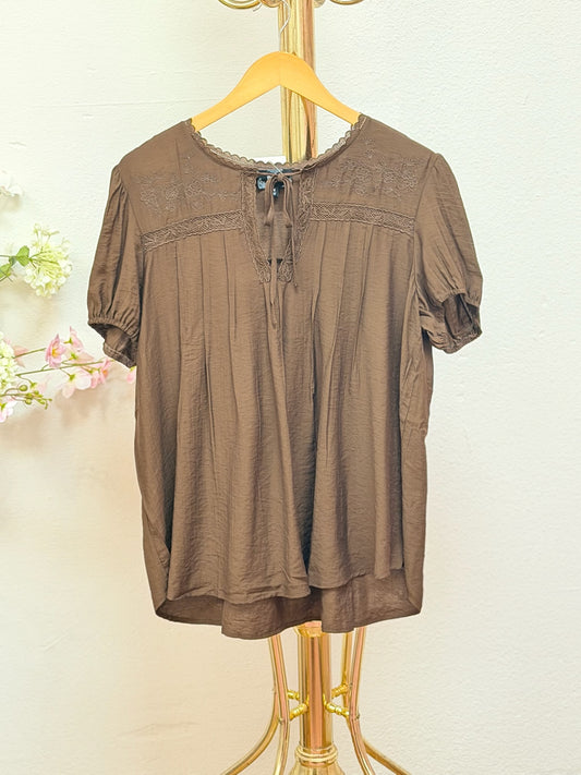Embroidered Lace Trim Top