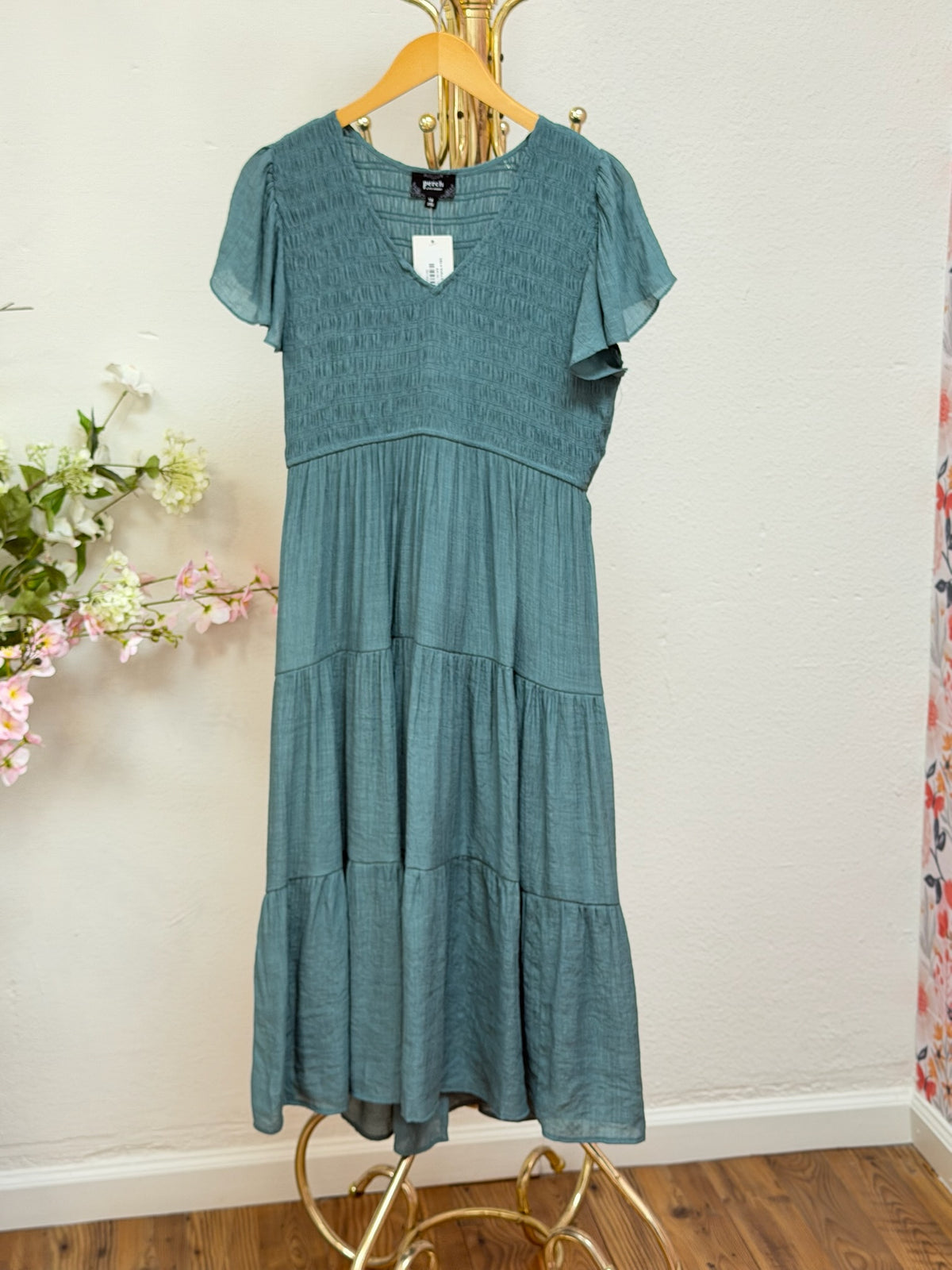 Flutter Sleeve Midi Dress