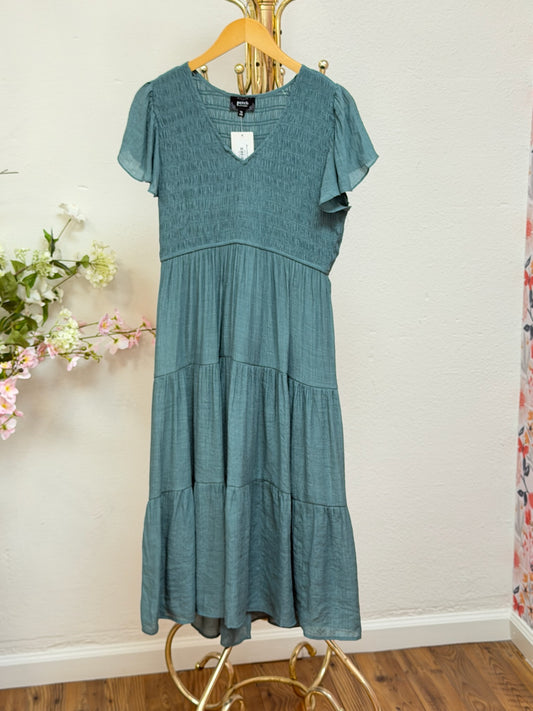 Flutter Sleeve Midi Dress