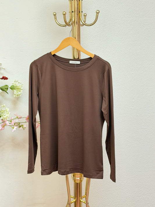 Brushed Microfiber Round Neck Long Tee