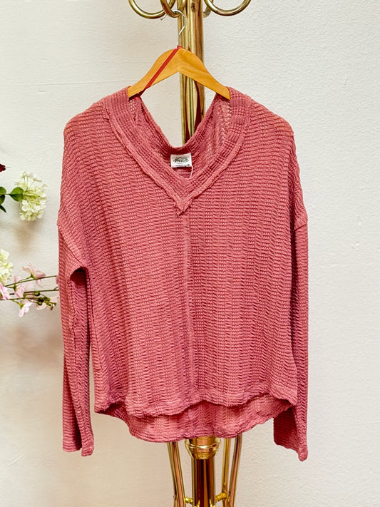 Open Weave V-Neck Top