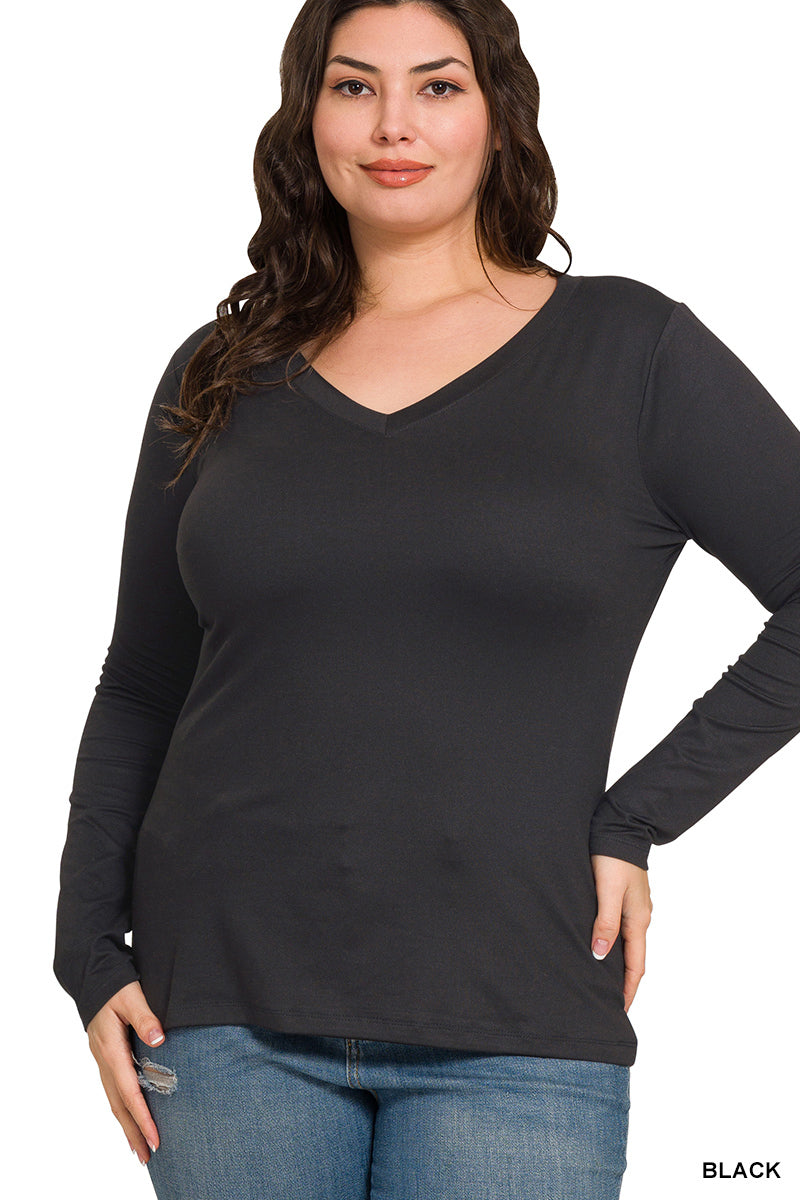 Brushed Microfiber V-Neck Tee