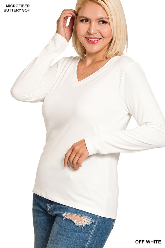 Brushed Microfiber V-Neck Tee