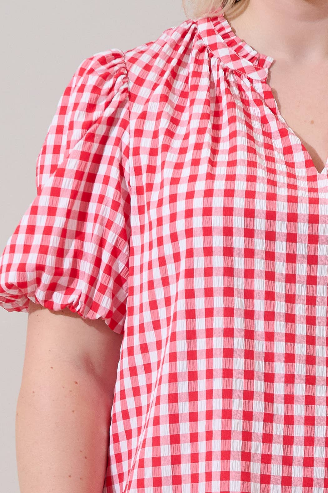 Checker Ruffle Blouse