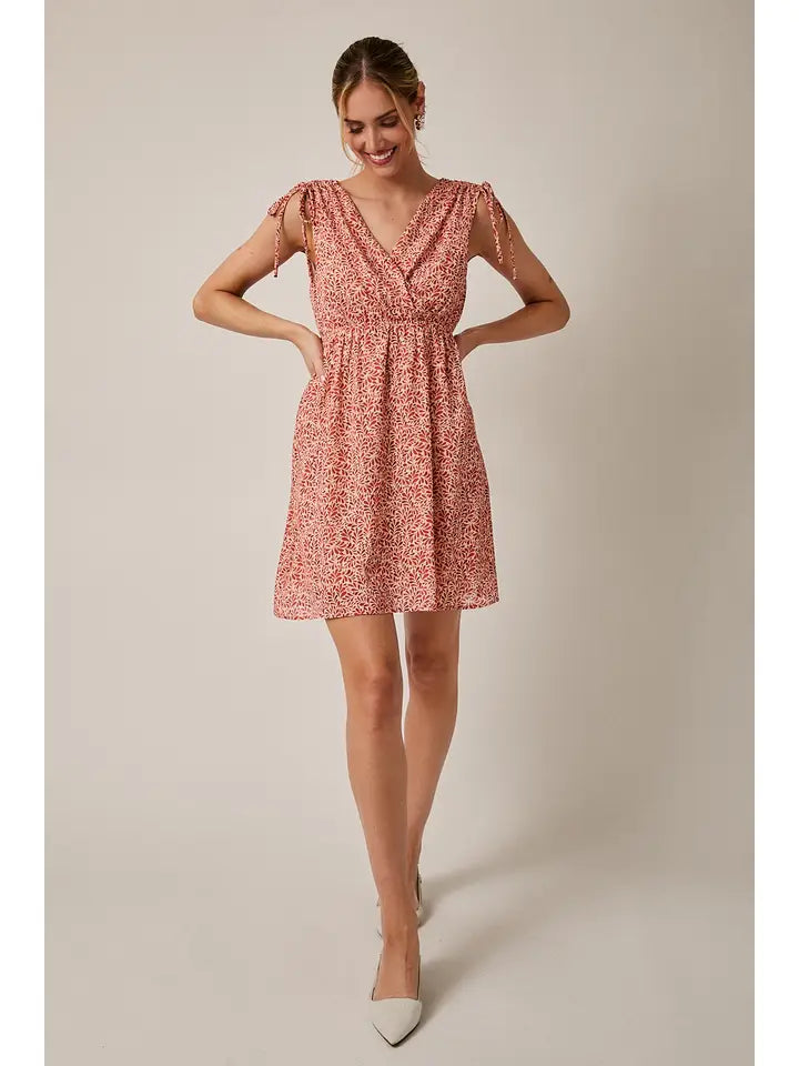 Surplice Sleeveless Tie Mini Dress
