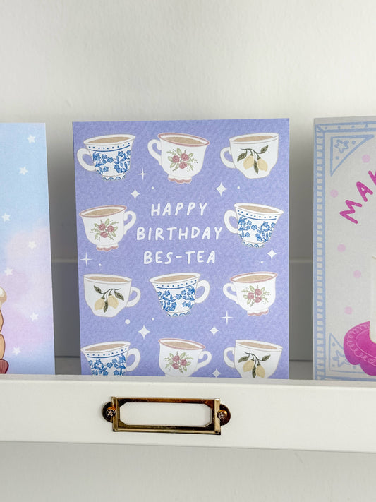 Happy Birthday Bes-Tea Vintage Card