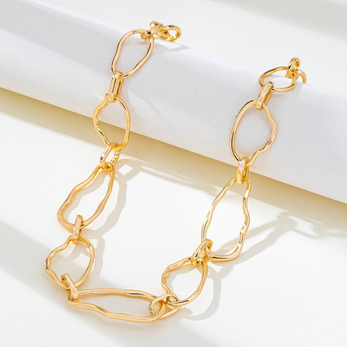 Artisanal Hammered Organic Link Necklace
