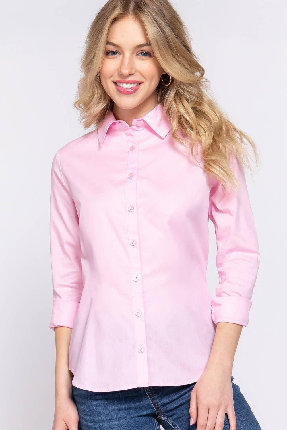 Long Sleeve Button Down Poplin Shirt