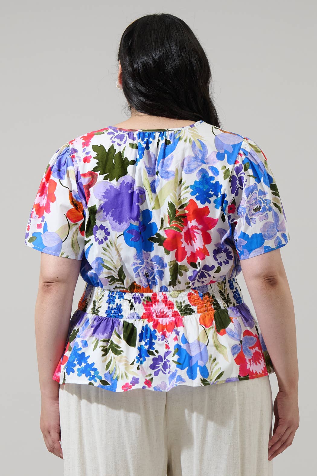 Floral Smocked Peplum Top