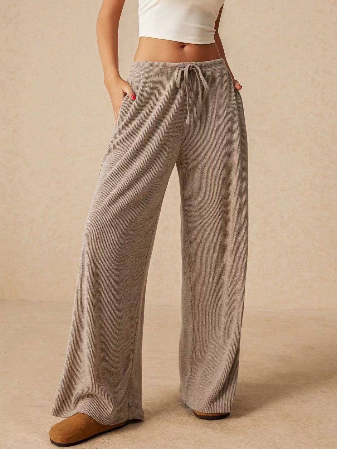 Ribbed Wide Leg Pants
