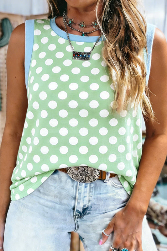 Polka Dot Trim Tank Top