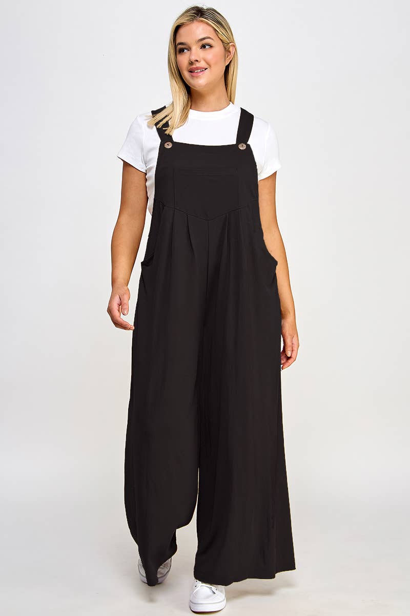 Pleated Overalls with Pockets