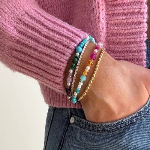 Multi-Colored Glass Beaded Bracelet