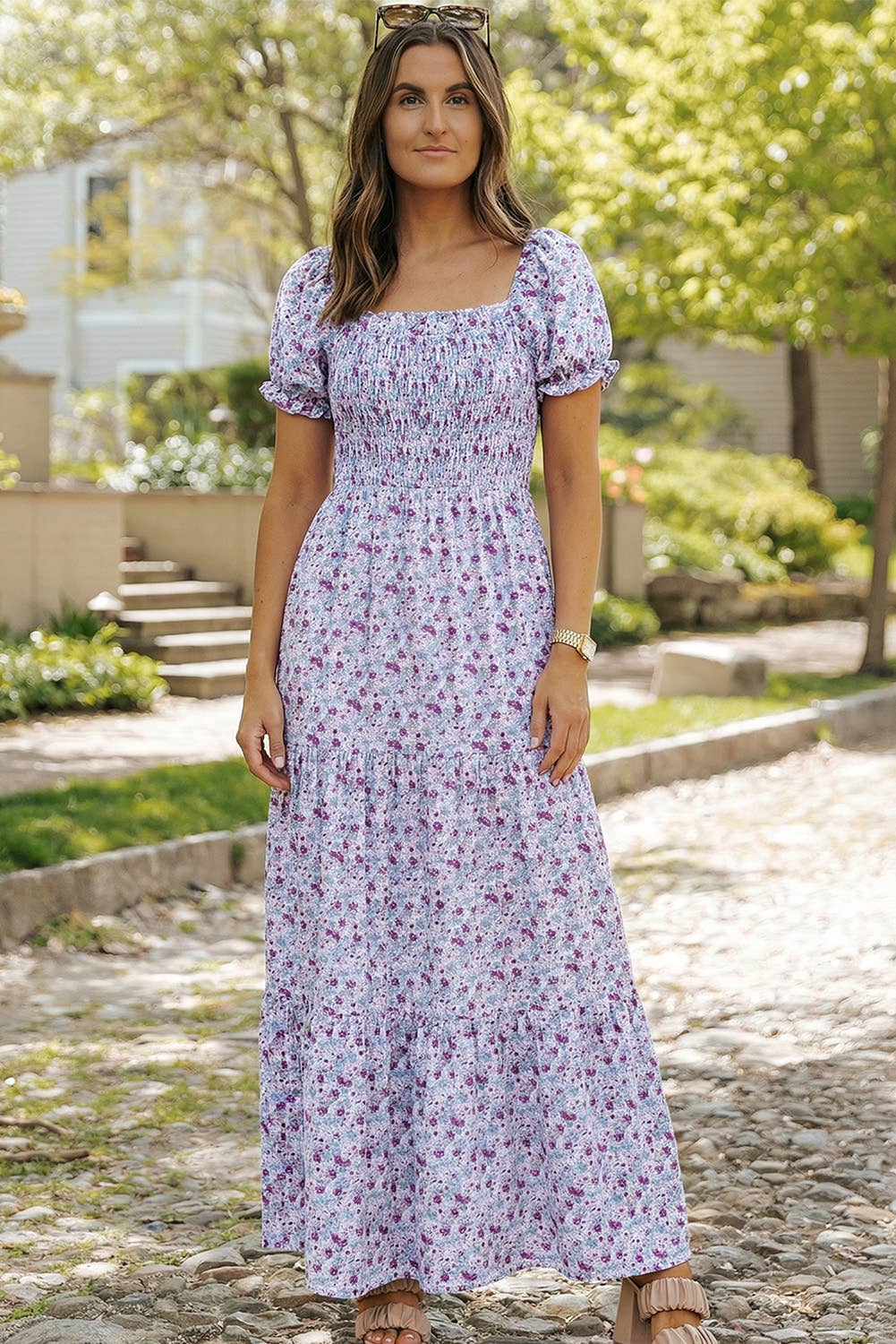 Bubble Sleeve Maxi Dress