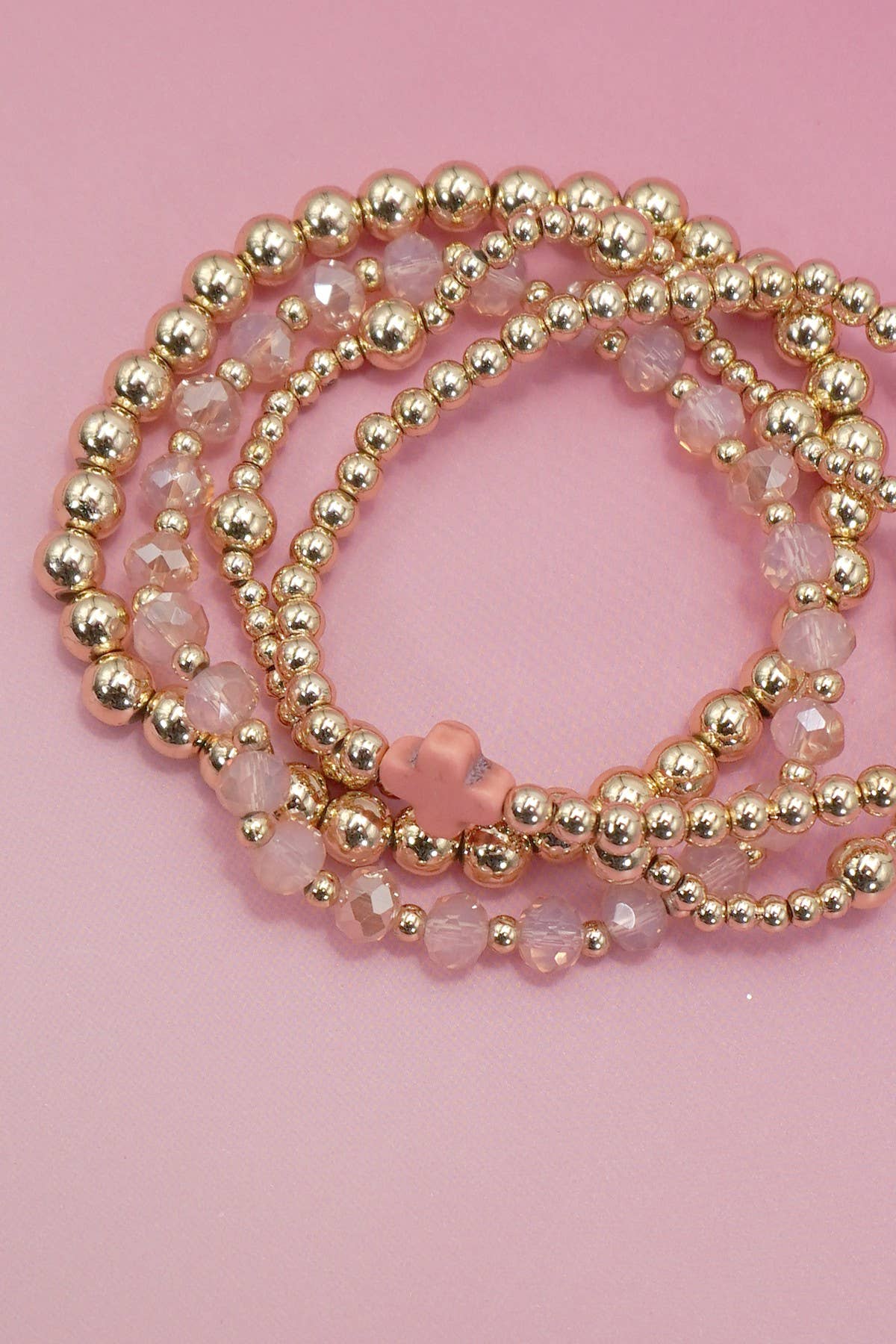 Cross Beaded Stretch Bracelet