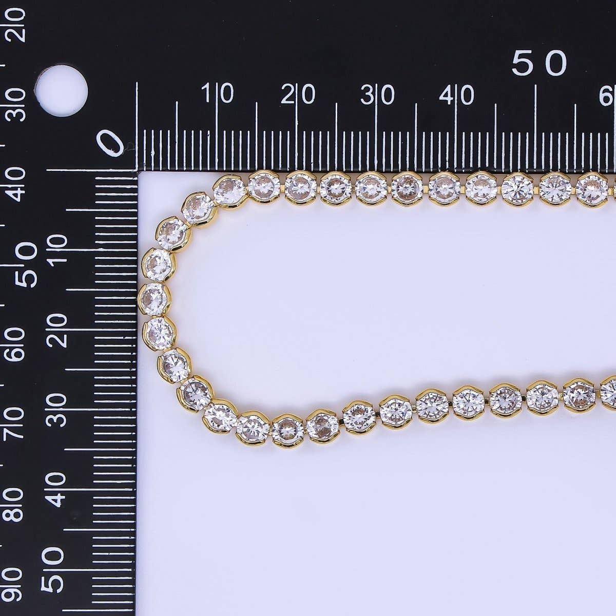 Golf Filled Clear CZ Bezel Tennis 18 in Necklace