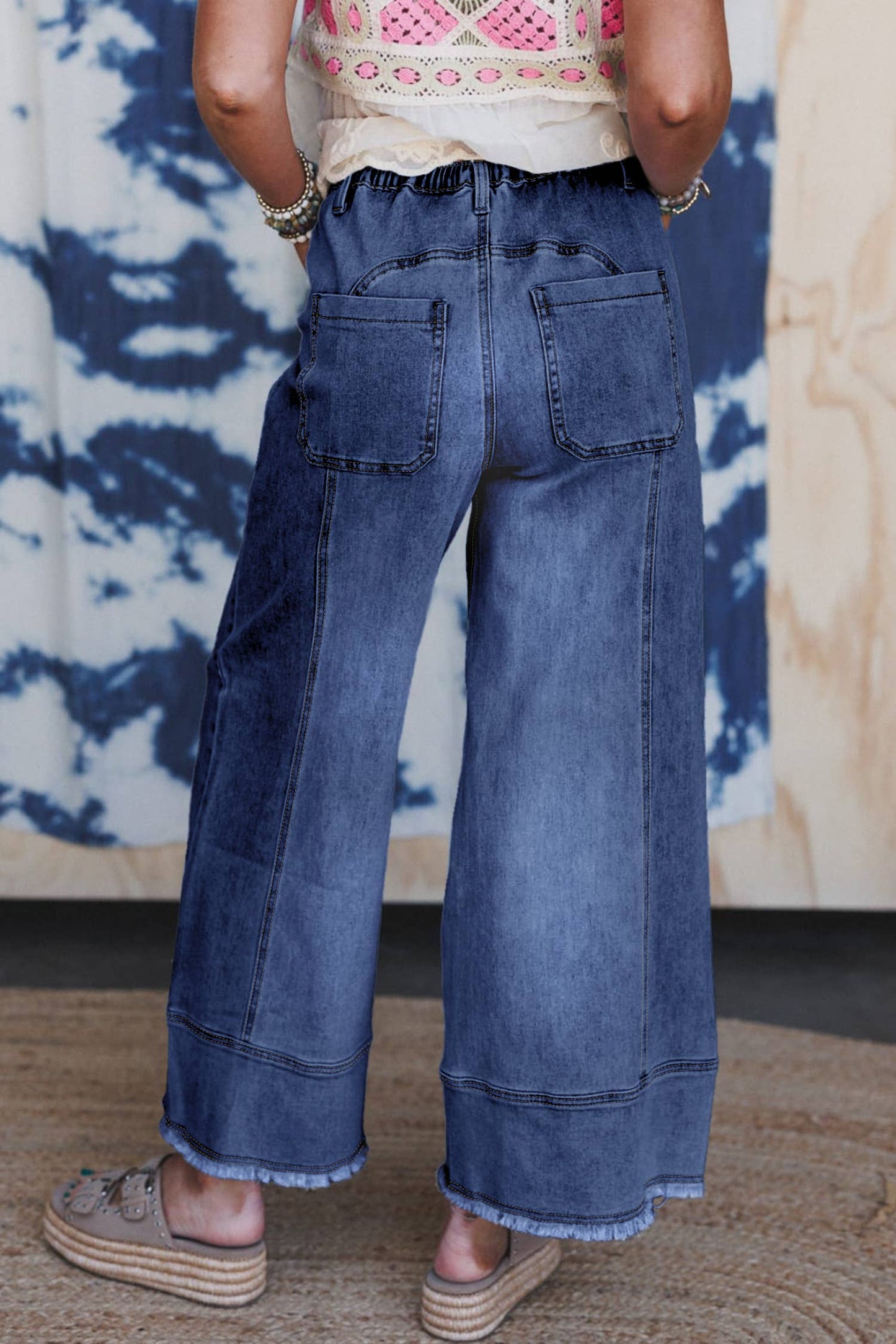 Drawstring Raw Hem Denim Pants