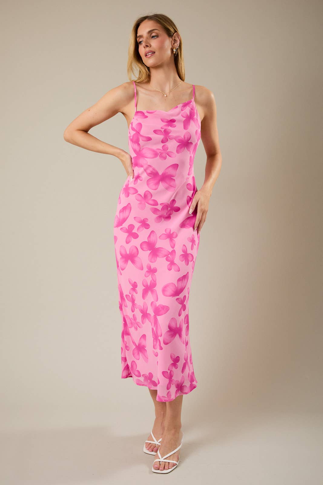 Butterfly Fantasy Midi Slip Dress
