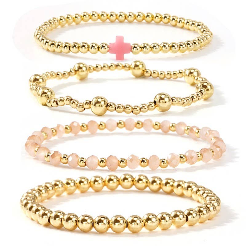 Cross Beaded Stretch Bracelet