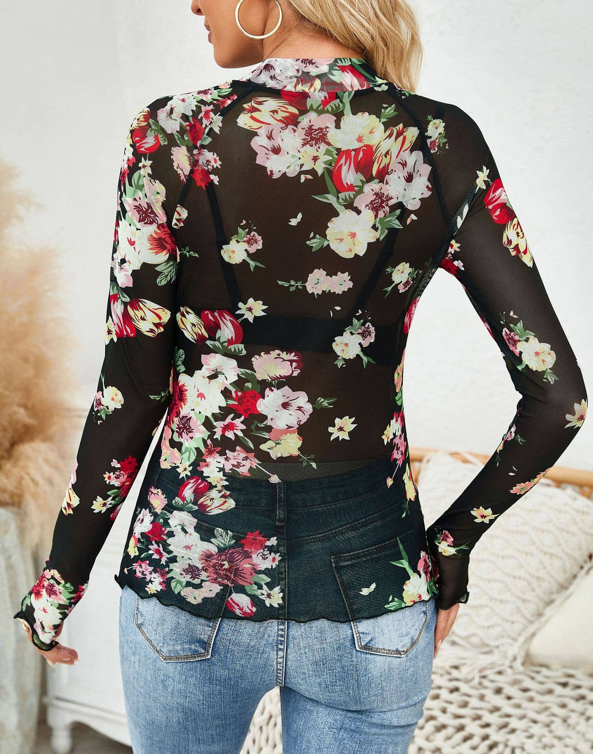 Floral Mesh Top