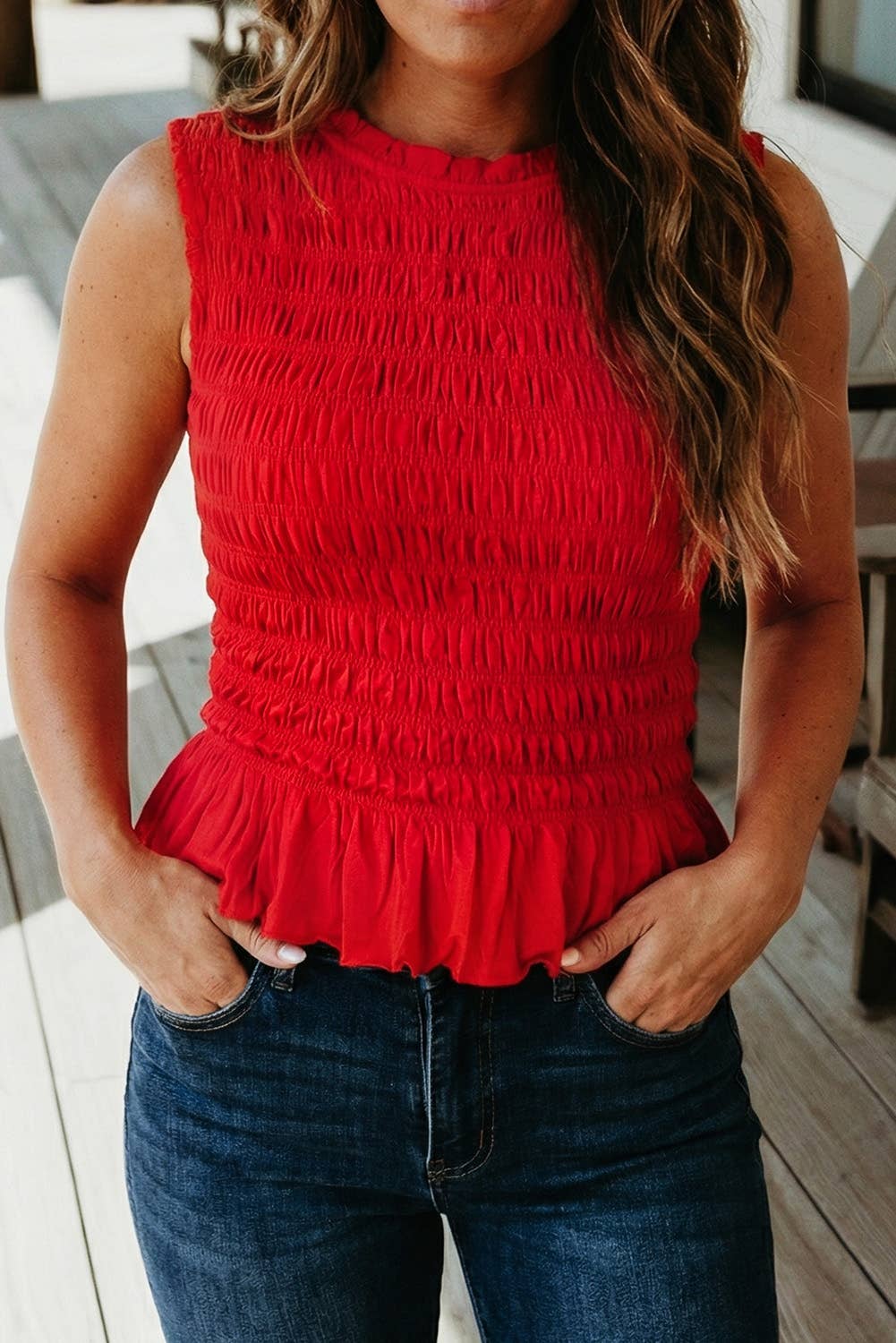 Smocked Peplum Top