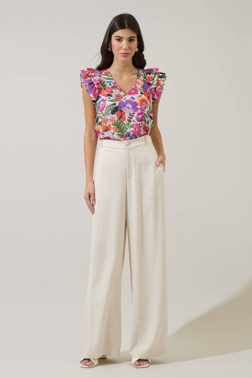 Floral Tiffy Ruffle Top