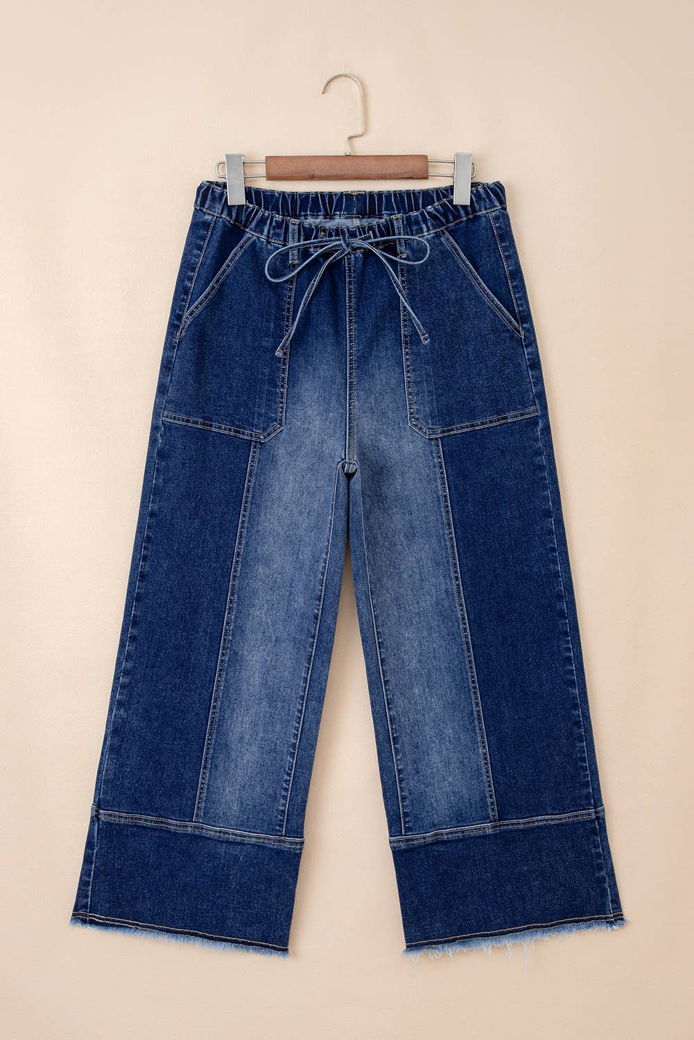 Drawstring Raw Hem Denim Pants