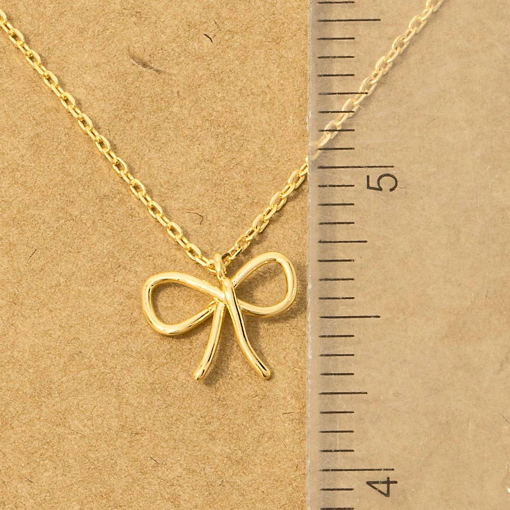 Solid Ribbon Bow Pendant Necklace