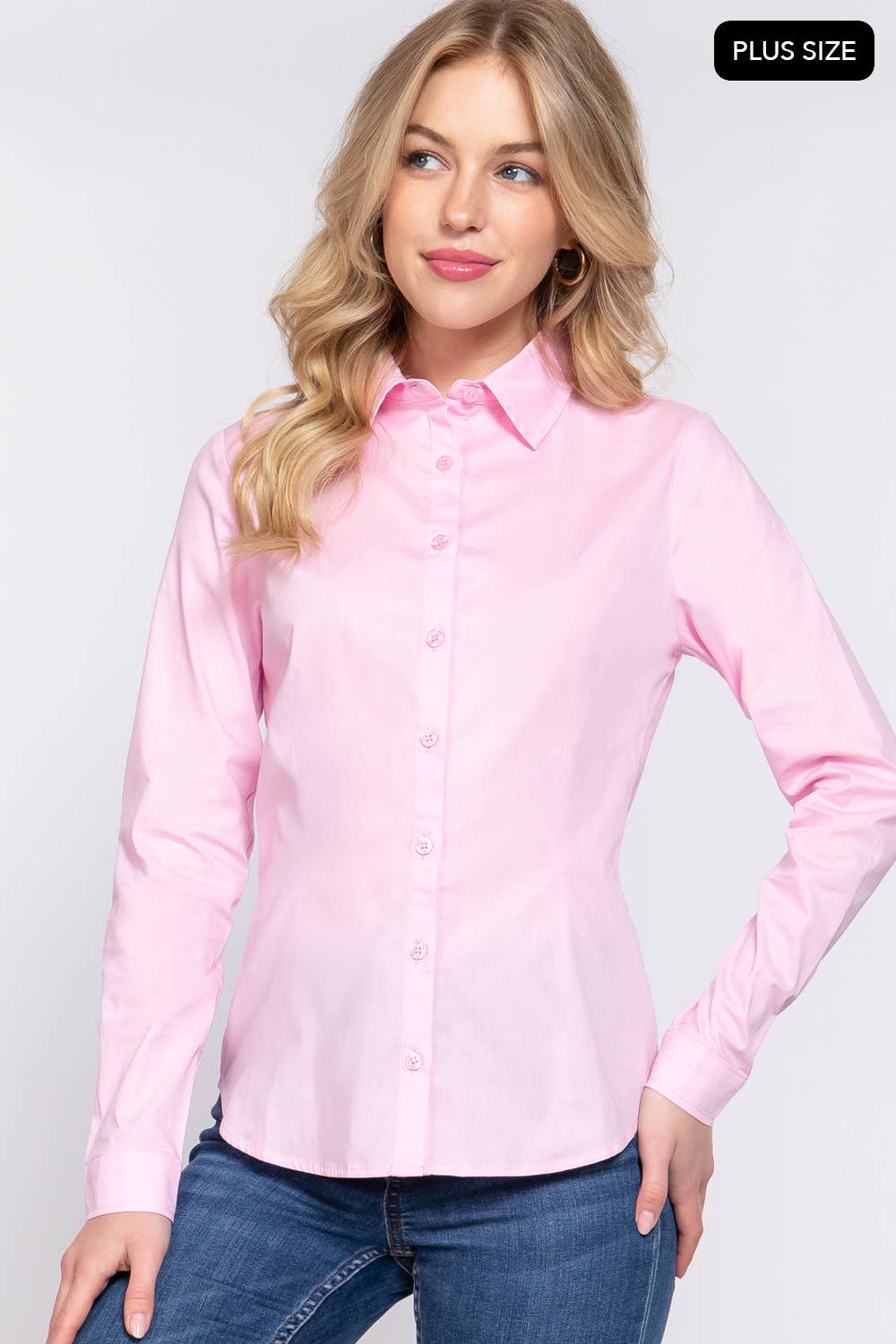 Long Sleeve Button Down Poplin Shirt