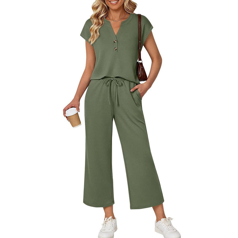 Henley Capri Pants Set