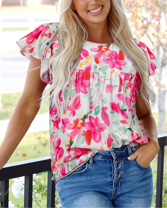 Floral Flutter Blouse