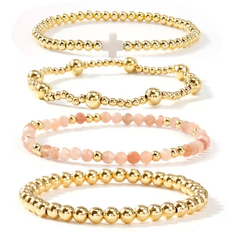 Cross Beaded Stretch Bracelet
