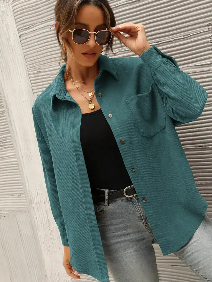 Casual Corduroy Button-Down Shirt